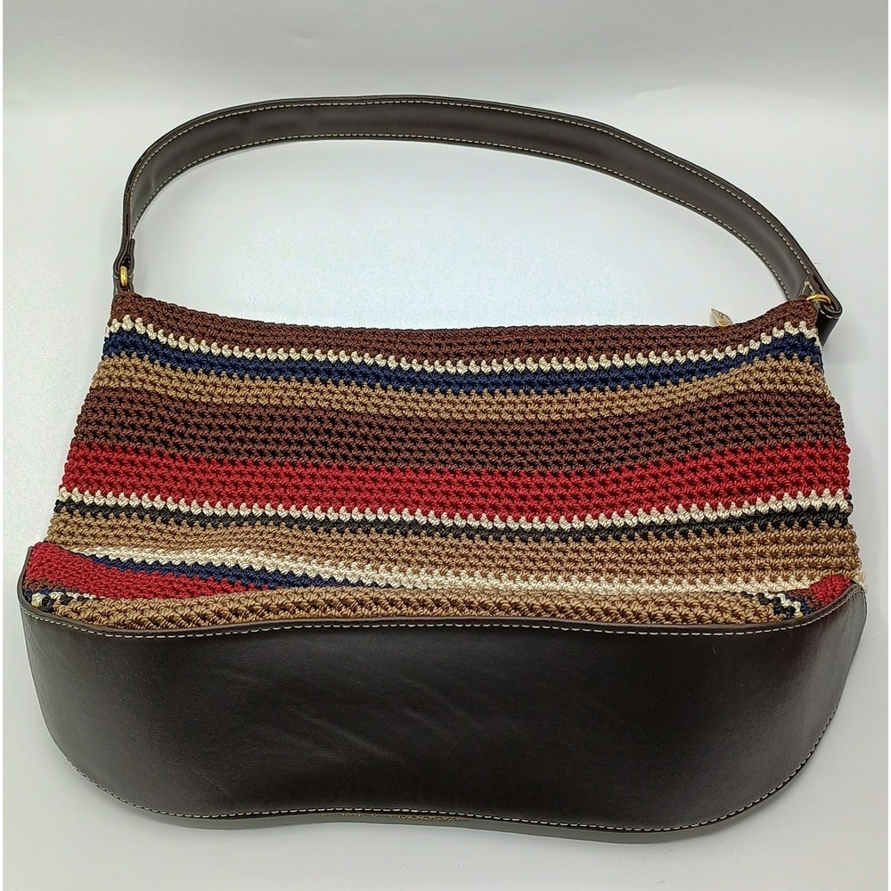 THE SAC Elliott Lucca 13x10" Woven Brown Navy Burgandy Purse
